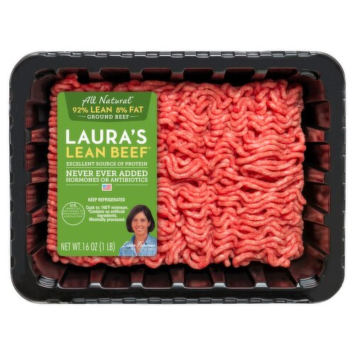 Laura's Lean Beef 92% Lean 8% Fat Ground Beef, 16 oz