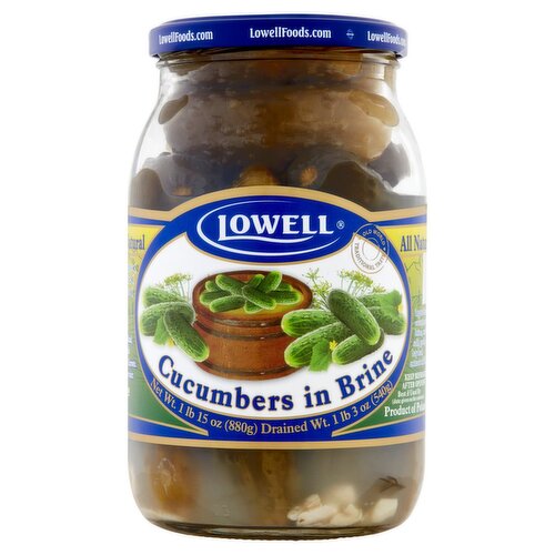 Lowell Cucumbers in Brine, 1 lb 15 oz