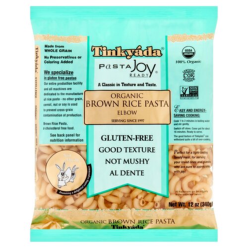 Tinkyáda Pasta Joy Ready Organic Elbow Brown Rice Pasta, 12 oz