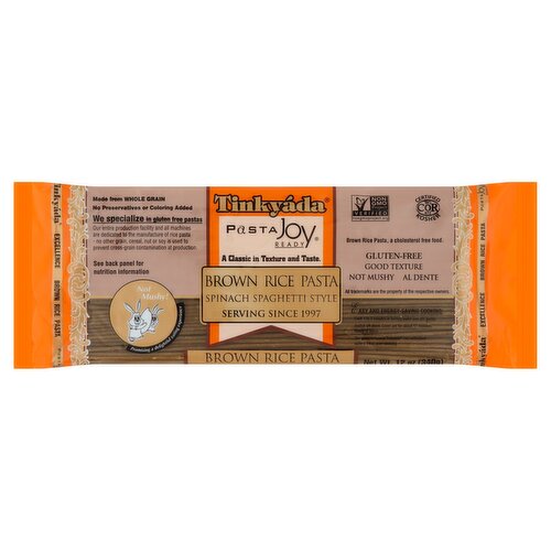 Tinkyáda Pasta Joy Ready Brown Rice Spinach Spaghetti Style Pasta, 12 oz