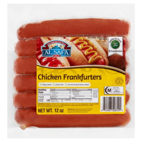 Al Safa Halal Chicken Frankfurters, 6 count, 12 oz