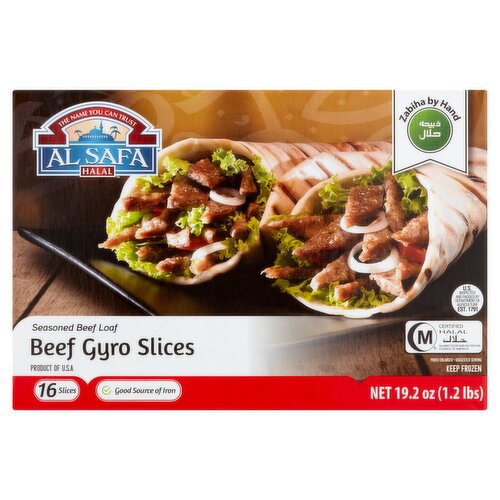 Al Safa Halal Seasoned Beef Loaf Beef Gyro Slices, 16 count, 19.2 oz