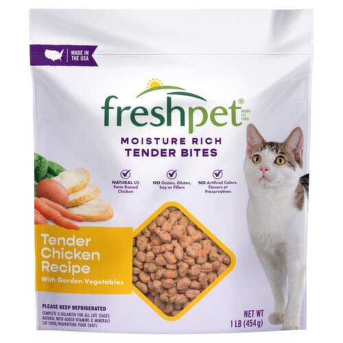 Freshpet Moisture Rich Tender Bites Chicken Recipe with Garden Vegetables Cat Food, 1 lb