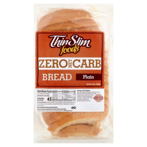 ThinSlim Foods Zero Net Carb Plain Bread, 14 oz