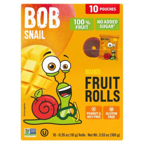 Bob Snail Mango Fruit Rolls, 0.35 oz, 10 count