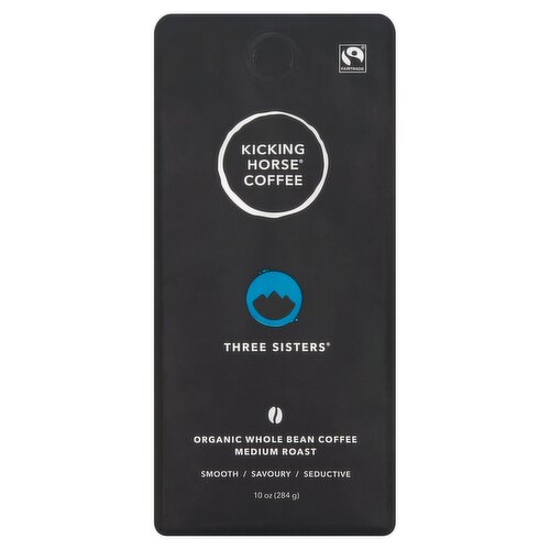 Kicking Horse Coffee Three Sisters Organic Medium Roast Whole Bean Coffee, 10 oz