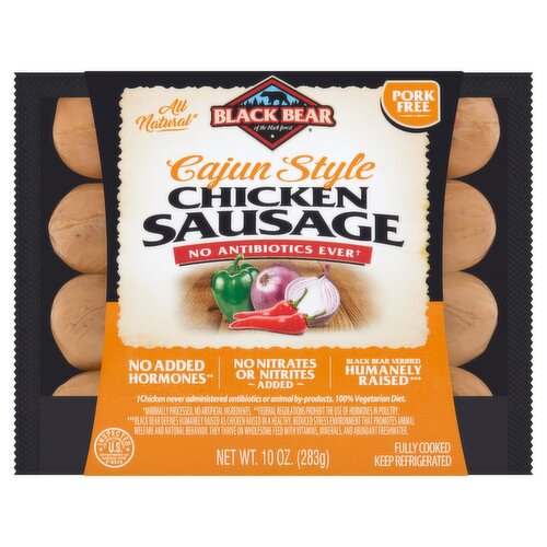 Black Bear Cajun Style Chicken Sausage, 10 oz