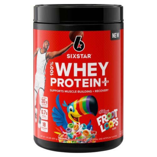 Kellogg's Six Star Froot Loops Flavor 100% Whey Protein Plus Powder Drink Mix, 1.81 lbs