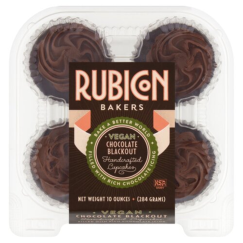Rubicon Bakers Vegan Chocolate Blackout Handcrafted Cupcakes, 10 oz