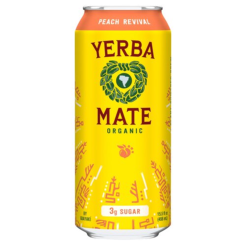 Guayakí Organic Peach Revival Yerba Mate Plant Powered Brew, 15.5 fl oz