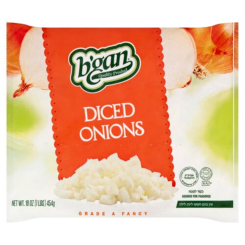 B'gan Diced Onions, 16 oz