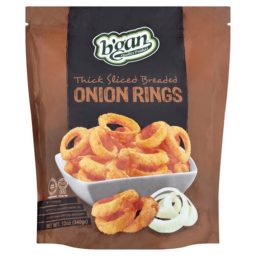 B'Gan Thick Sliced Breaded Onion Rings, 12 oz