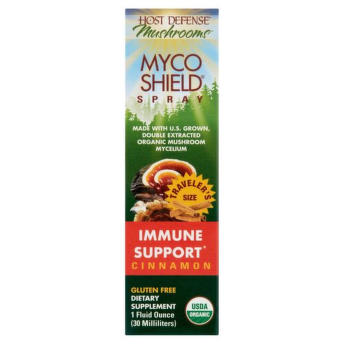 Host Defense Mushrooms Cinnamon MycoShield Spray Dietary Supplement Traveler's Size, 1 fl oz