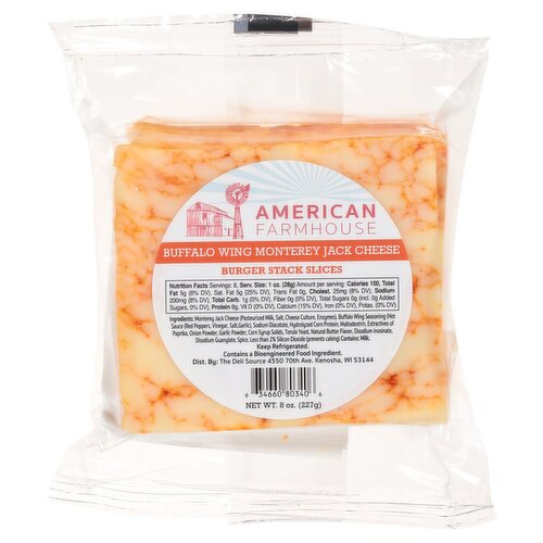 American Farmhouse Burger Stack Slices Buffalo Wing Monterey Jack Cheese, 8 oz