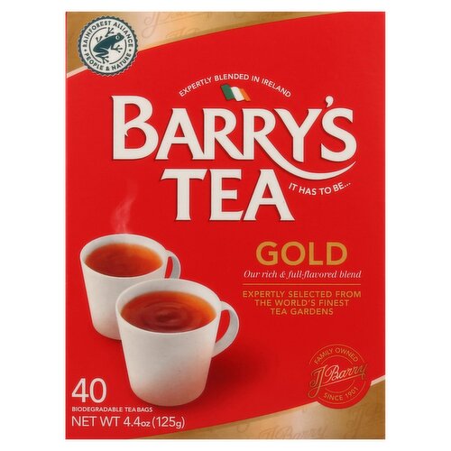 Barry's Tea Gold Biodegradable Tea Bags, 40 count, 4.4 oz