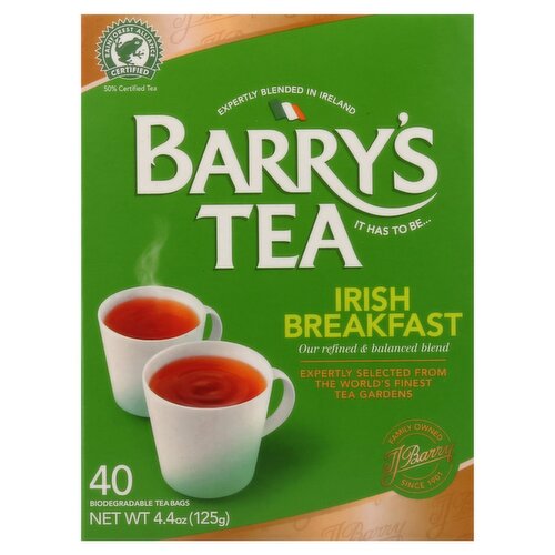 Barry's Tea Irish Breakfast Biodegradable Tea Bags, 40 count, 4.4 oz