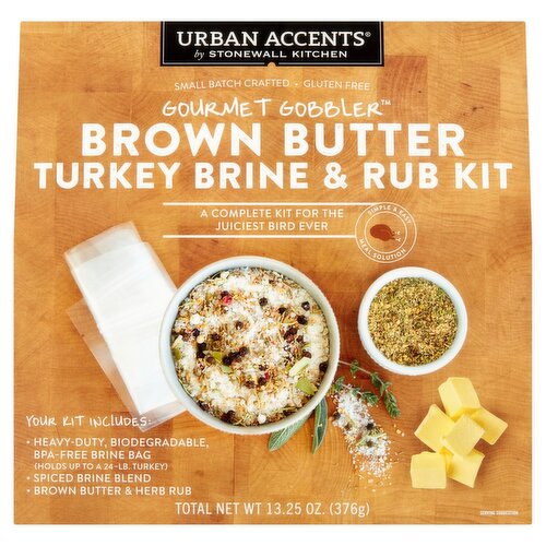 Stonewall Kitchen Urban Accents Gourmet Gobbler Brown Butter Turkey Brine & Rub Kit, 13.25 oz