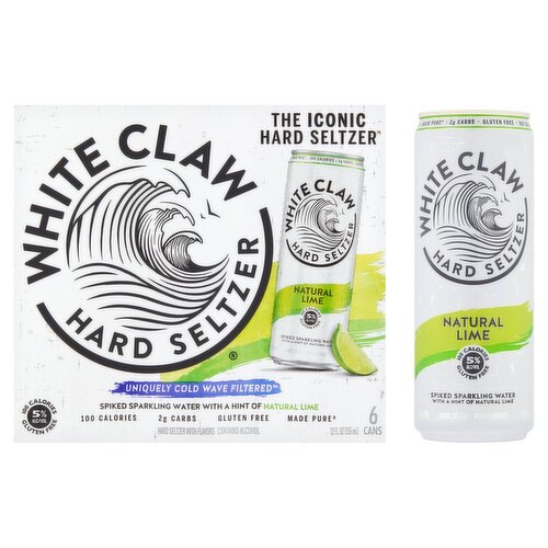 White Claw Natural Lime Hard Seltzer, 12 fl oz, 6 count