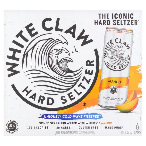 White Claw Mango Hard Seltzer, 12 fl oz, 6 count