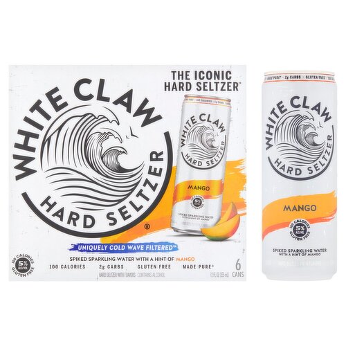 White Claw Mango Hard Seltzer, 12 fl oz, 6 count