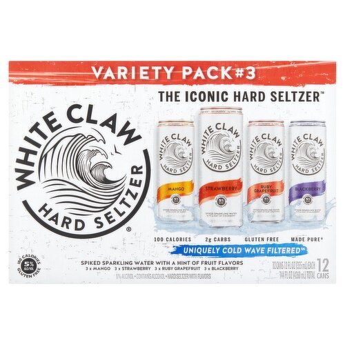 White Claw Hard Seltzer Variety Pack, 12 fl oz, 12 count