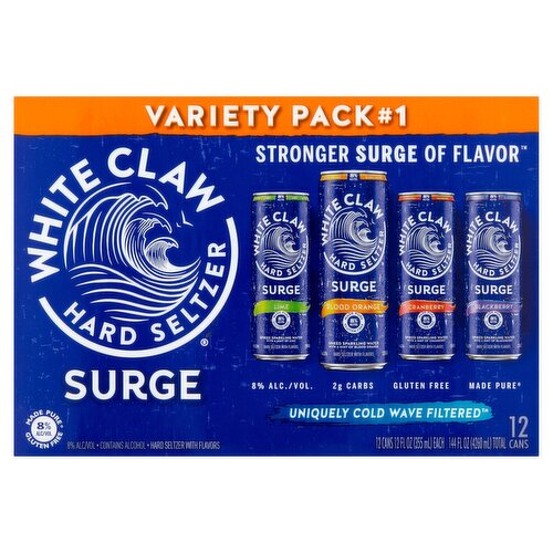 White Claw Surge Hard Seltzer Variety Pack, 12 fl oz, 12 count
