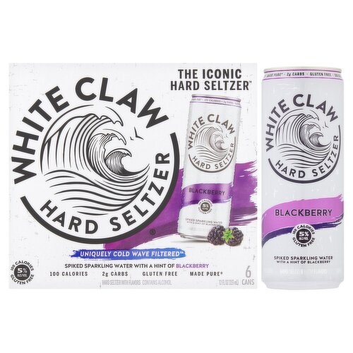 White Claw Spiked Sparkling Water with a Hint of Blackberry Hard Seltzer, 6 count, 12 fl oz