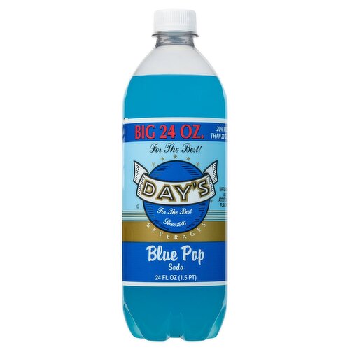 Day's Blue Pop Soda, 24 fl oz