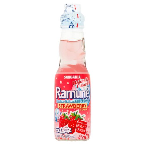 Sangaria Ramuné Strawberry Flavor Premium Carbonated Soft Drink, 6.76 fl oz