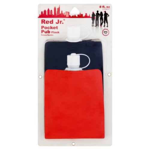 Jacent Red Jr. 8 fl oz Pocket Pub Flask, 2 count