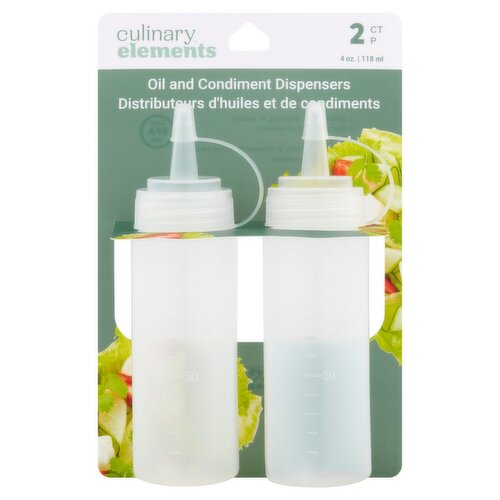 Culinary Elements 4 oz Oil and Condiment Dispensers, 2 count