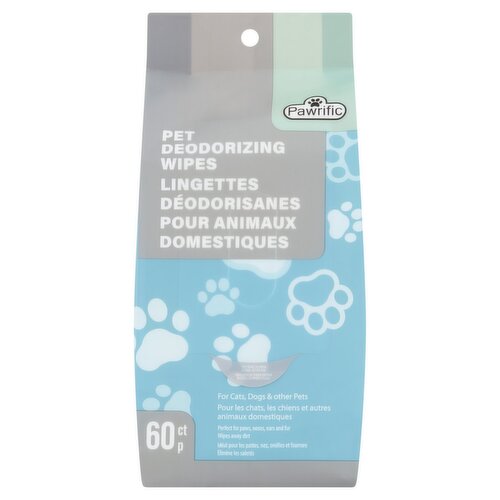 Pawrific Pet Deodorizing Wipes, 60 count