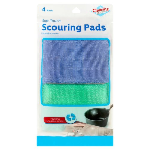 Cleaning Solutions Soft-Touch Scouring Pads, 4 count