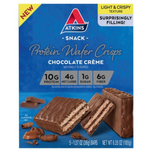 Atkins Chocolate Crème Protein Wafer Crips Snack, 1.27 oz, 5 count