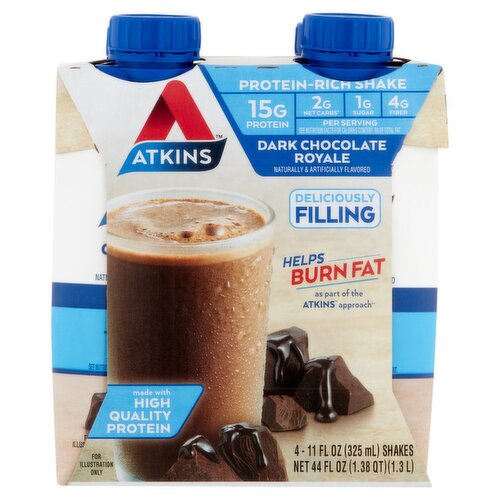 Atkins Dark Chocolate Royale Protein-Rich Shake, 11 fl oz, 4 count