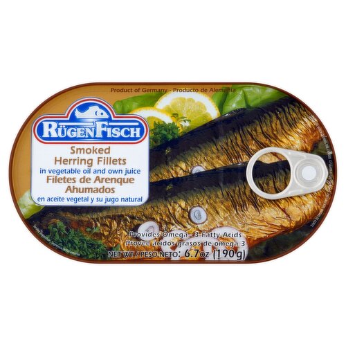 Rügen Fisch Smoked Herring Fillets in Vegetable Oil and Own Juice, 6.7 oz