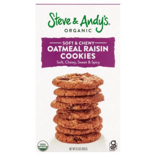 Steve & Andy's Organic Soft & Chewy Oatmeal Raisin Cookies, 6.3 oz