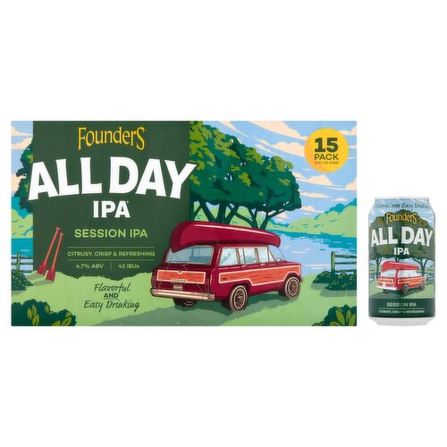 Founders All Day Session IPA Beer, 15 count, 12 fl oz