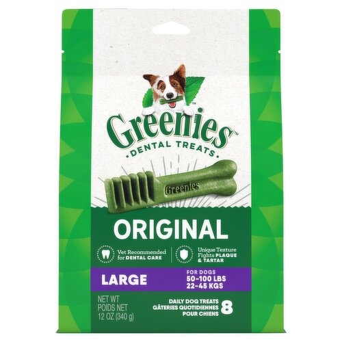 GREENIES Original Large Natural Dental Care Dog Treats, 12 oz. Pack (8 Treats)