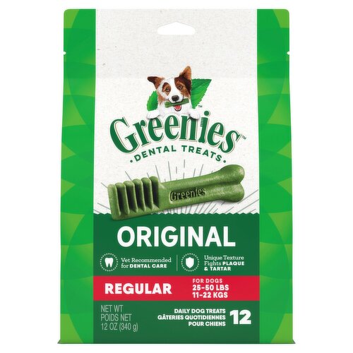 GREENIES Original Regular Natural Dental Care Dog Treats, 12 oz. Pack (12 Treats)