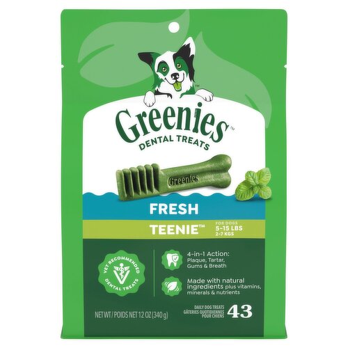 Greenies Dental Treats Fresh Teenie Daily Dog Treats, For Dogs 5-15 Lbs, 43 count, 12 oz