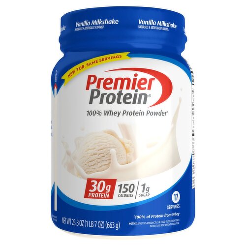 Premier Protein Vanilla Milkshake Protein Powder, 23.3 oz