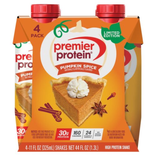 Premier Protein Pumpkin Spice High Protein Shake Limited Edition, 11 fl oz, 4 count
