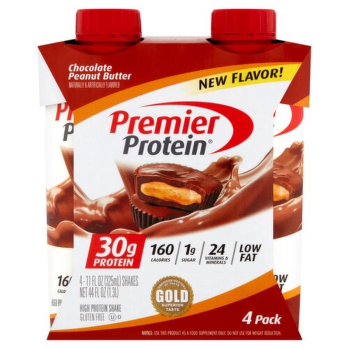 Premier Protein Chocolate Peanut Butter High Protein Shake, 11 fl oz, 4 count