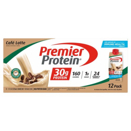 Premier Protein Café Latte High Protein Shake, 11 fl oz, 12 count