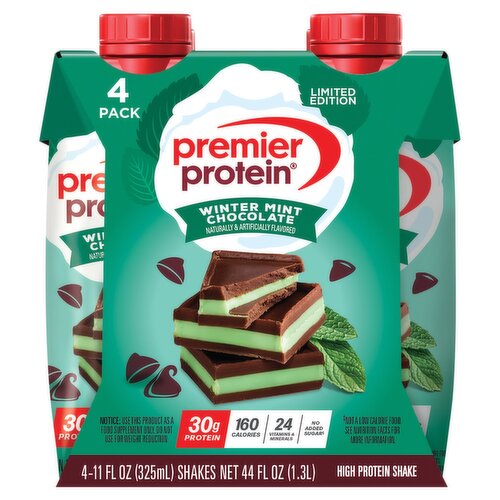 Premier Protein Winter Mint Chocolate High Protein Shake Limited Edition, 11 fl oz, 4 count