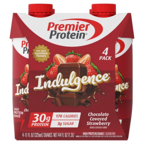 Premier Protein Indulgence Chocolate Covered Strawberry High Protein Shake, 11 fl oz, 4 count