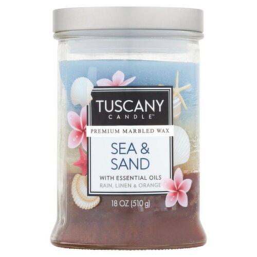 Tuscany Candle Premium Marbled Wax Sea & Sand Candle with Essential Oils, 18 oz