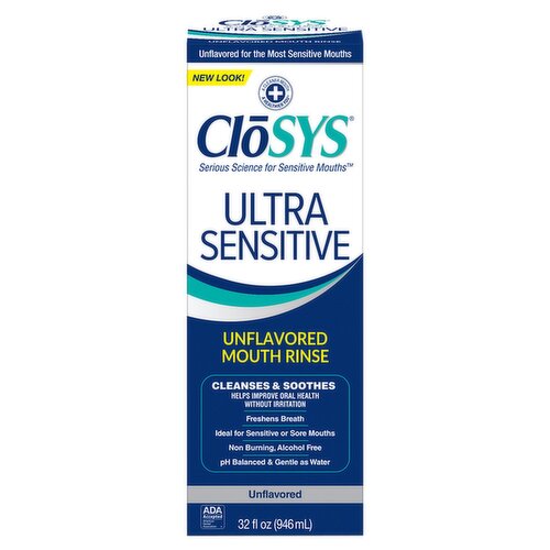 Clōsys Ultra Sensitive Unflavored Mouth Rinse, 32 fl oz