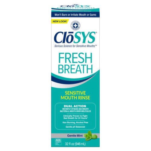 Clōsys Fresh Breath Gentle Mint Sensitive Mouth Rinse, 32 fl oz